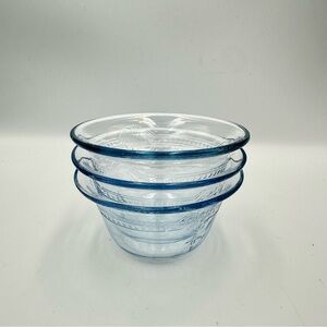 Set Of 3 Fire King Sapphire Blue Philbe Custard Cups Bowls Flared Rim Art Deco